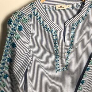 Vineyard Vines Tunic Blouse Embroidered Detail XS